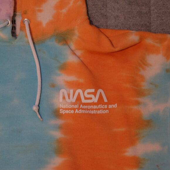 Artist Union NASA Tie Dye Hoodie Large Orange Blue Purple Space Shuttle - Picture 5 of 10